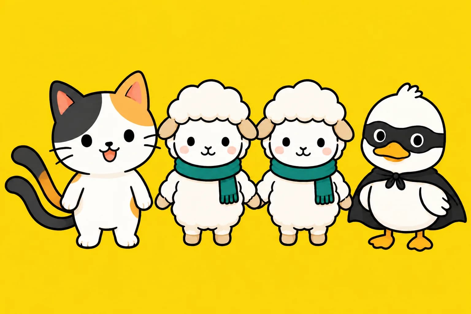 猫又・共有者・怪盗をイメージした動物キャラのイラスト